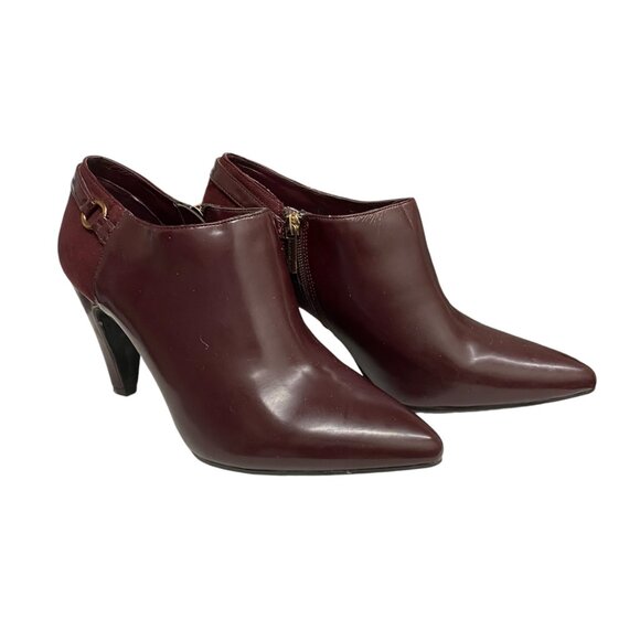 Bandolino Ankle Booties Heeled Burgandy Bocambria Side Zip size 9.5 - Picture 1 of 6